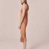 TARA JARMON Roselyne Brown Dess In Fluid Satin Dresses