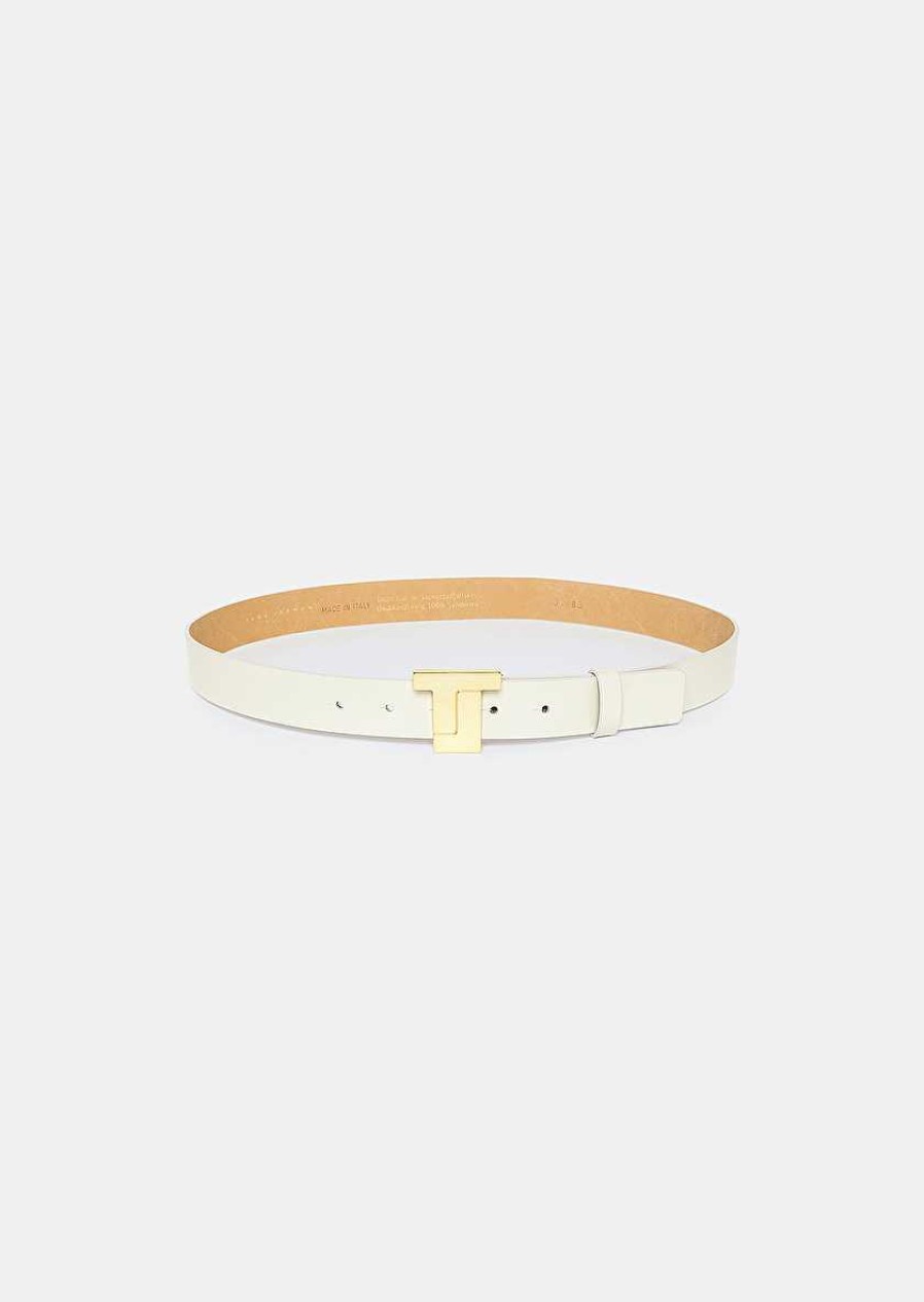 TARA JARMON 8 Bis Ecru Leather Belt Accessories