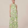 TARA JARMON Roxanne Green Floral Printed Dress Dresses