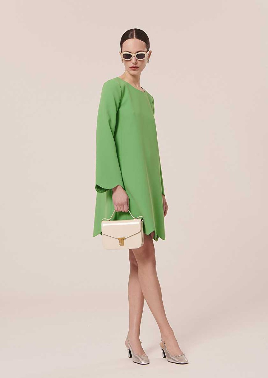 TARA JARMON Ruoda Green Crepe Dress Dresses