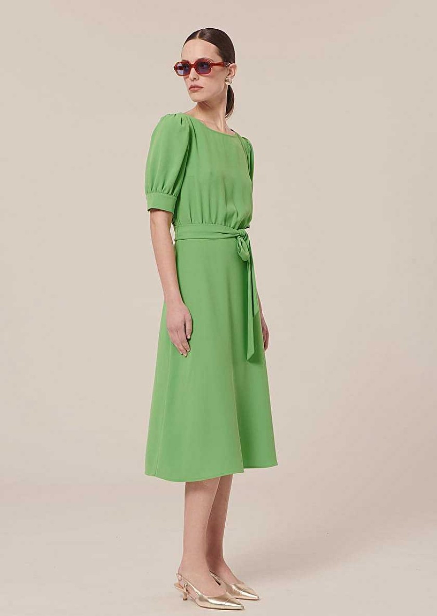 TARA JARMON Rillytis Green Crepe Dress Dresses