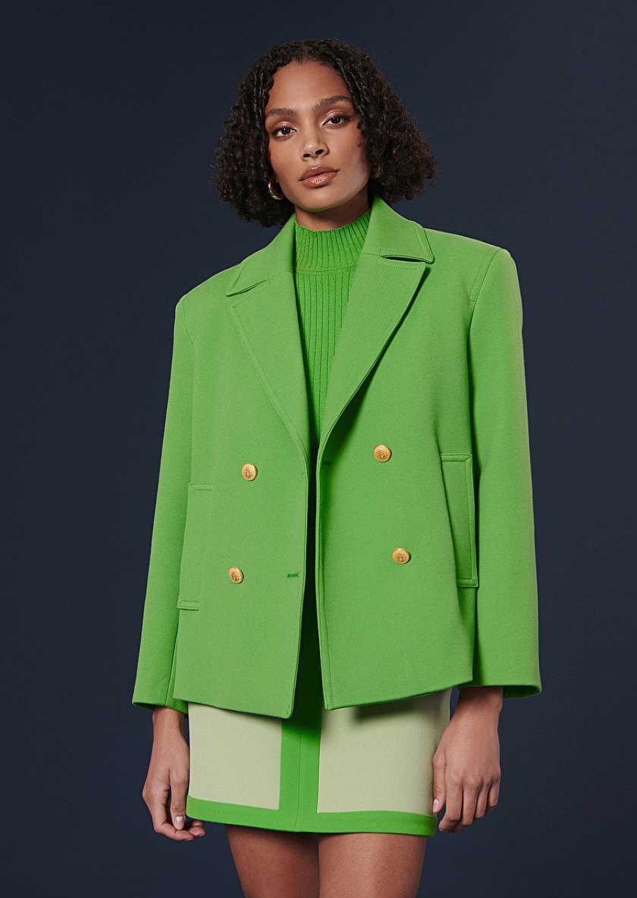 TARA JARMON Marcello Green Double Cotton Coat Jackets & Coats