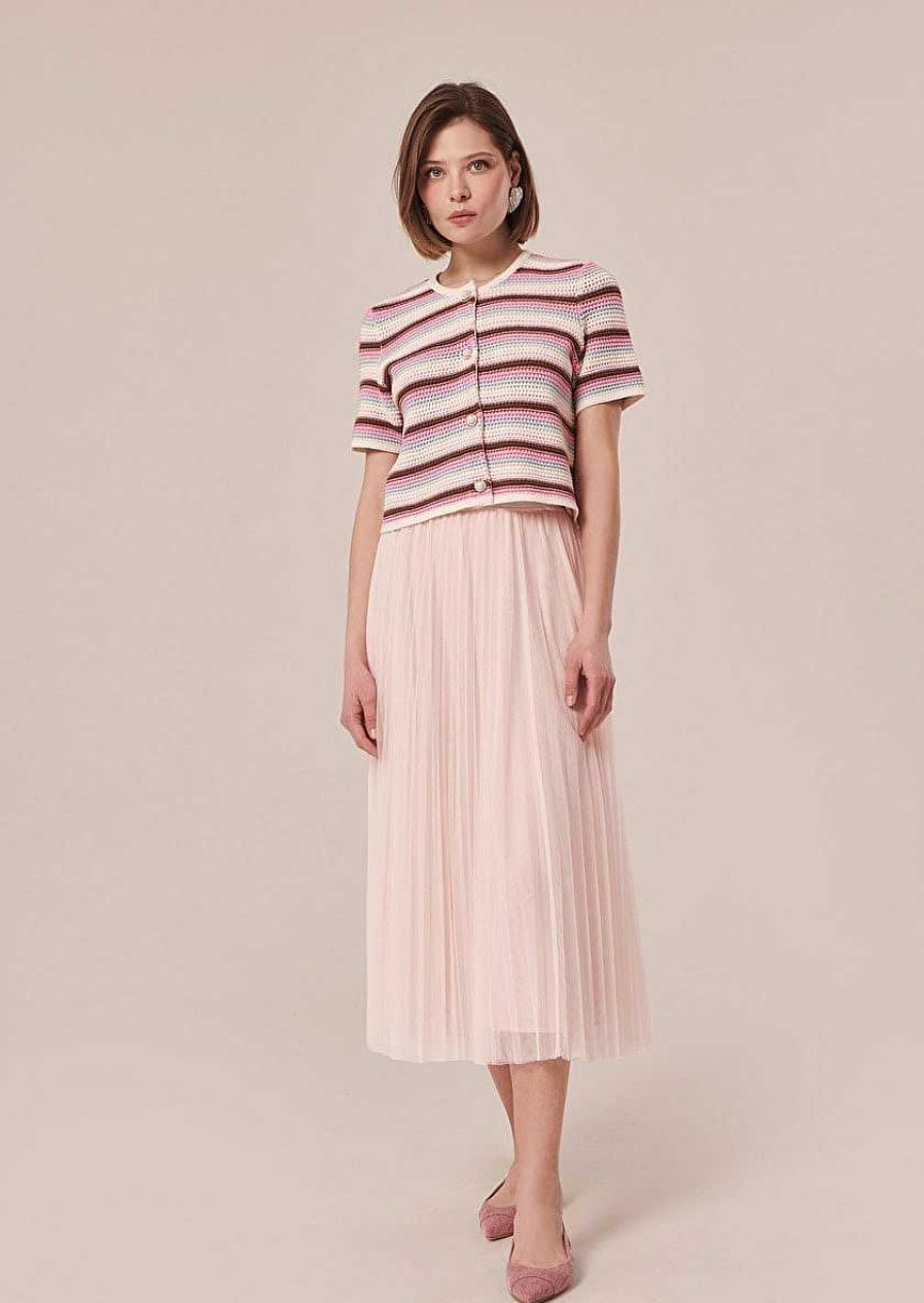 TARA JARMON Juillet Light Pink Pleated Tulle Skirt Skirts & Shorts