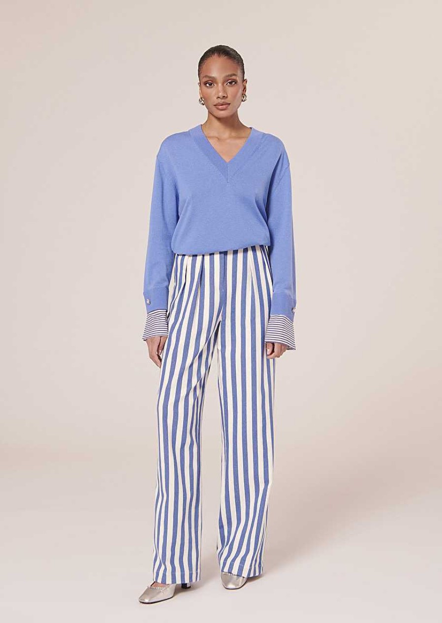 TARA JARMON Parigi Blue Striped Pants Jeans & Pants