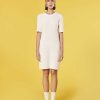 TARA JARMON Rayonnante Ecru Iridescent Cotton Dress Dresses