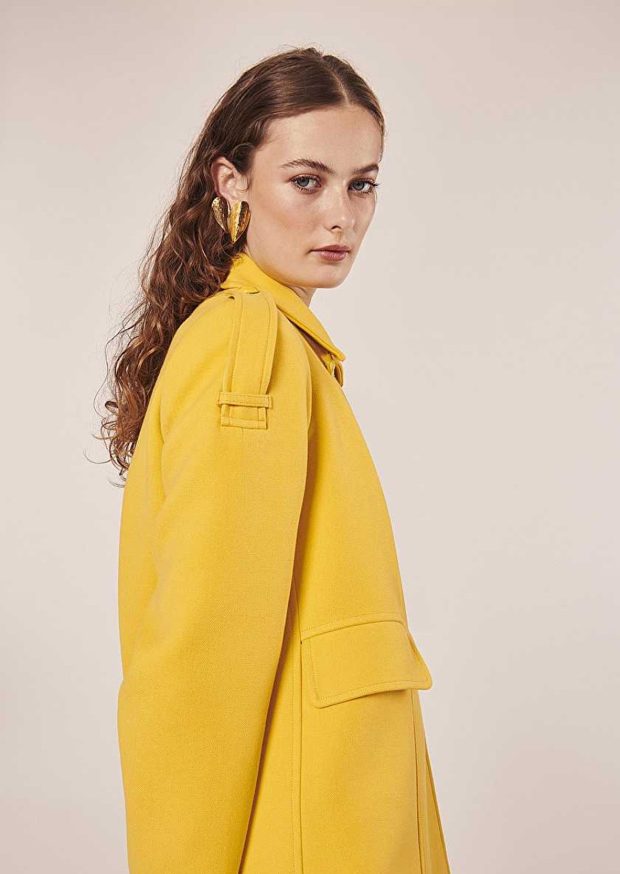 TARA JARMON Marnie Yellow Double Cotton Coat Jackets & Coats