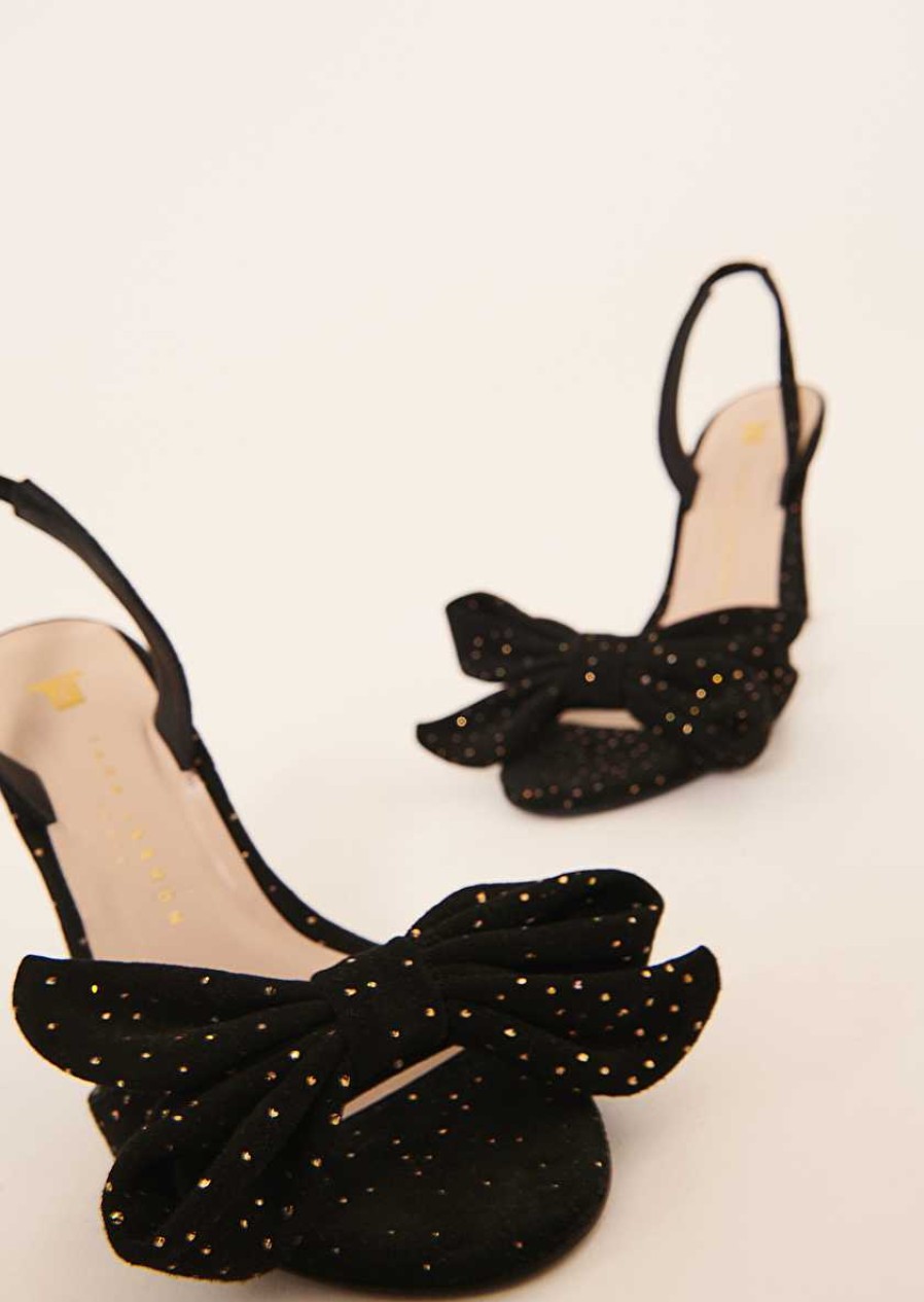 TARA JARMON Kerry Black Leather Strass Pumps Accessories