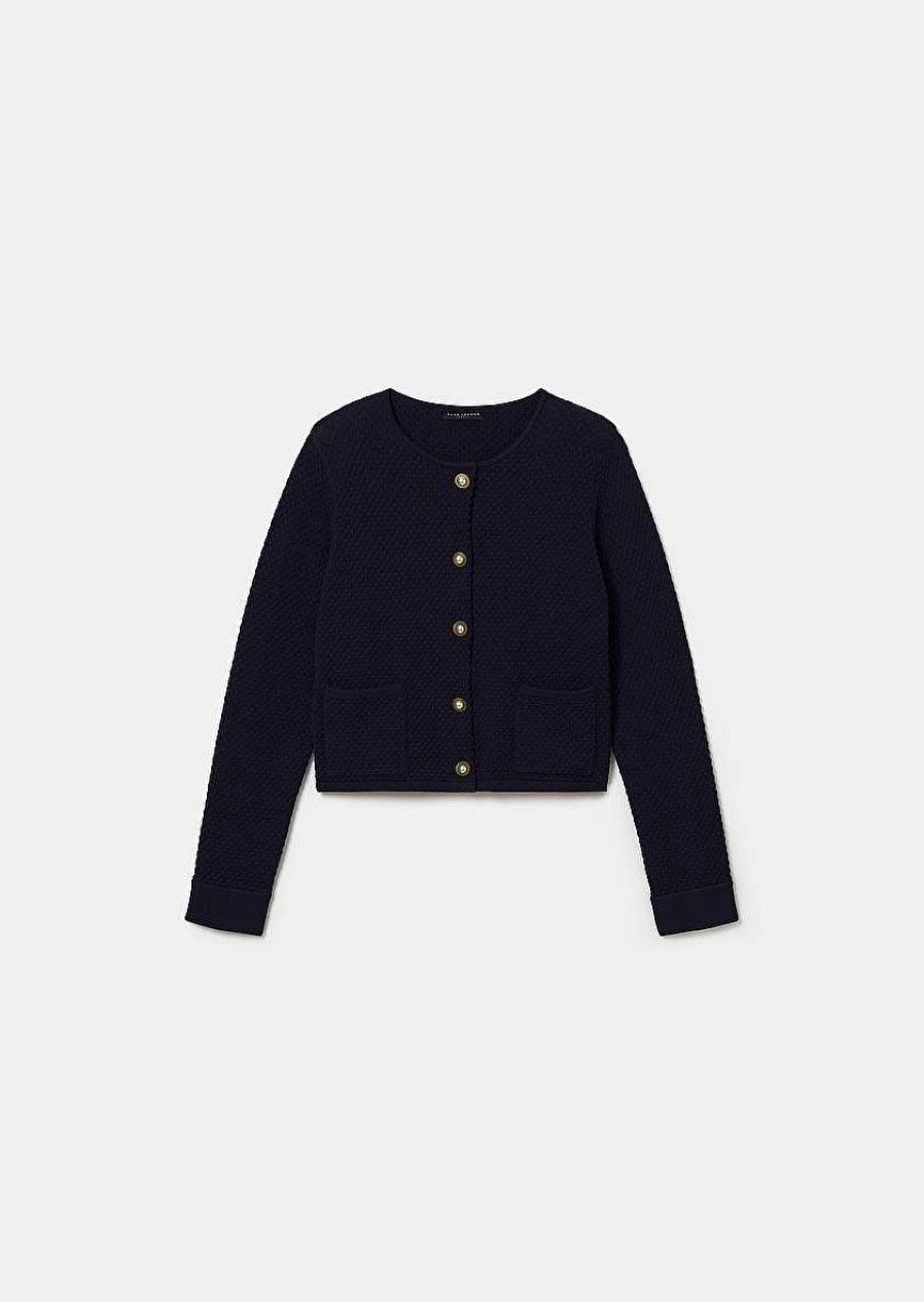 TARA JARMON Guest Midnight Blue Cupro Cardigan Knitwears