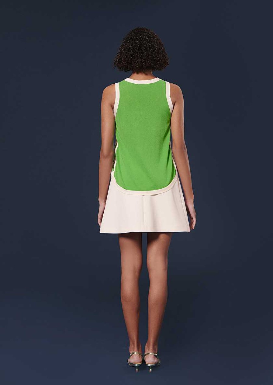 TARA JARMON Prentiss Green Cotton Top Knitwears