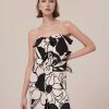 TARA JARMON Coeur Ecru With Black Flowers Jumpsuit Dresses