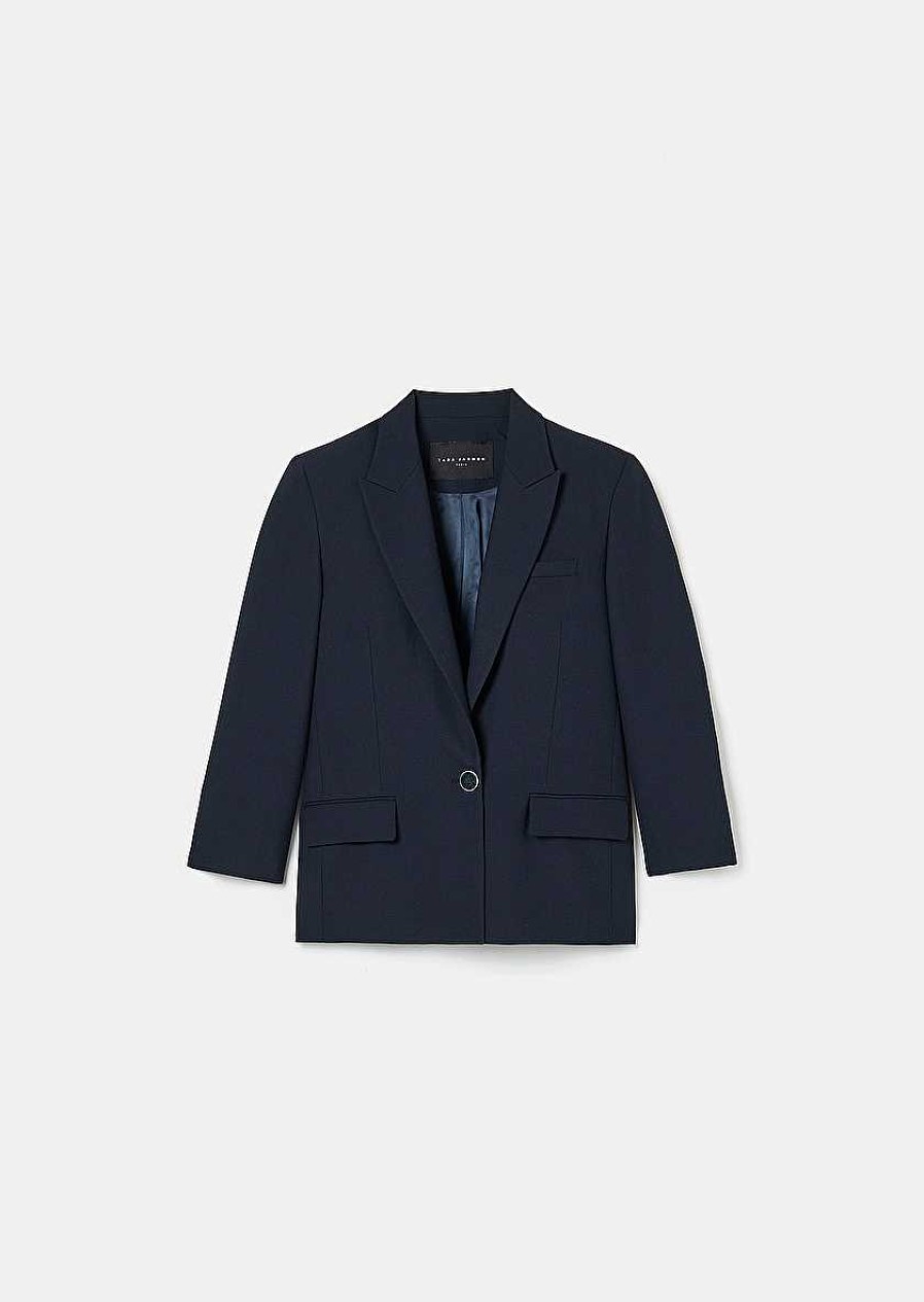 TARA JARMON Vancouveur Midnight Blue Cold Wool Suit Jacket Jackets & Coats