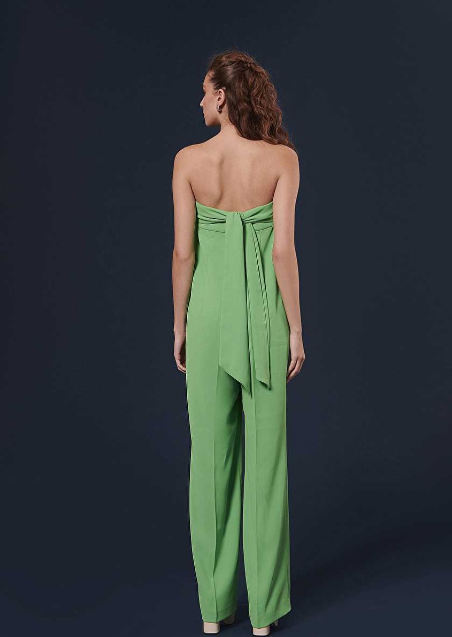 TARA JARMON Coeur Green Crepe Jumpsuit Dresses