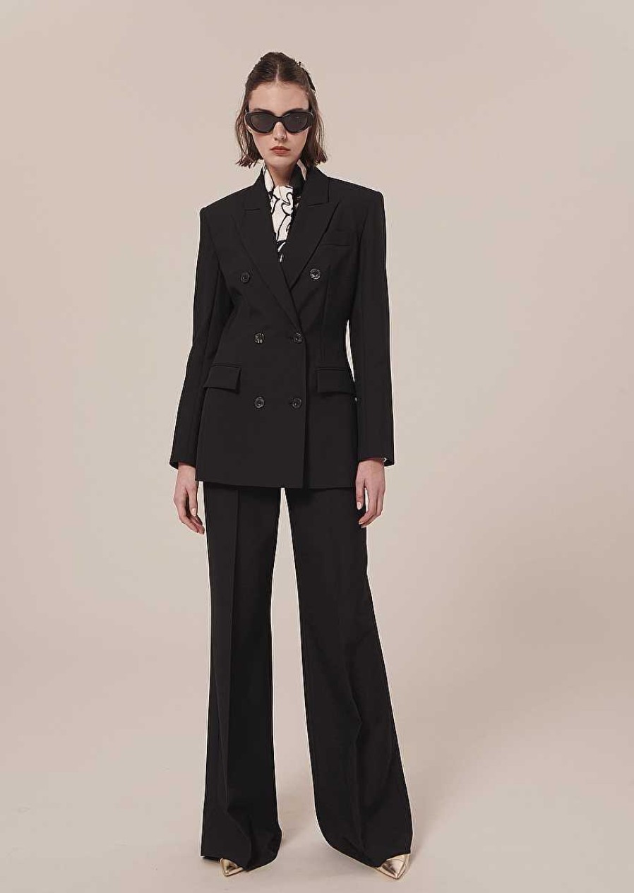 TARA JARMON Viola Black Cold Wool Suit Jacket Jackets & Coats