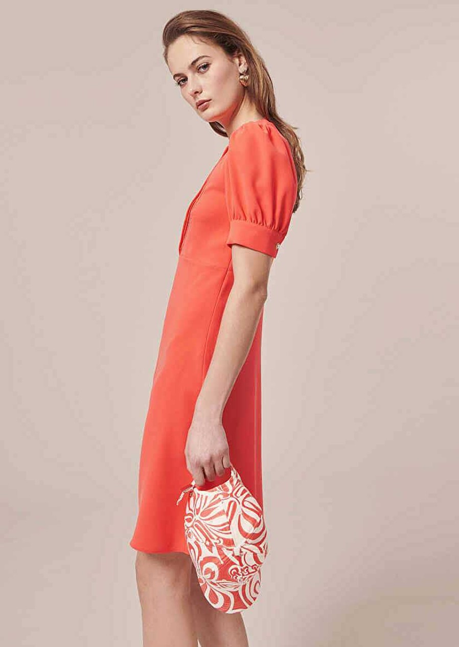 TARA JARMON Roucoule Coral Crepe Dress Dresses