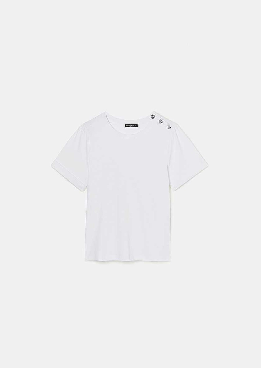 TARA JARMON Tampa White Jersey T-Shirt Tops