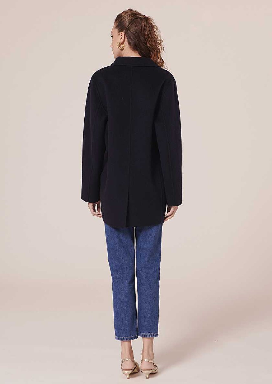 TARA JARMON Virgilio Midnight Blue Double-Sided Wool Jacket Jackets & Coats