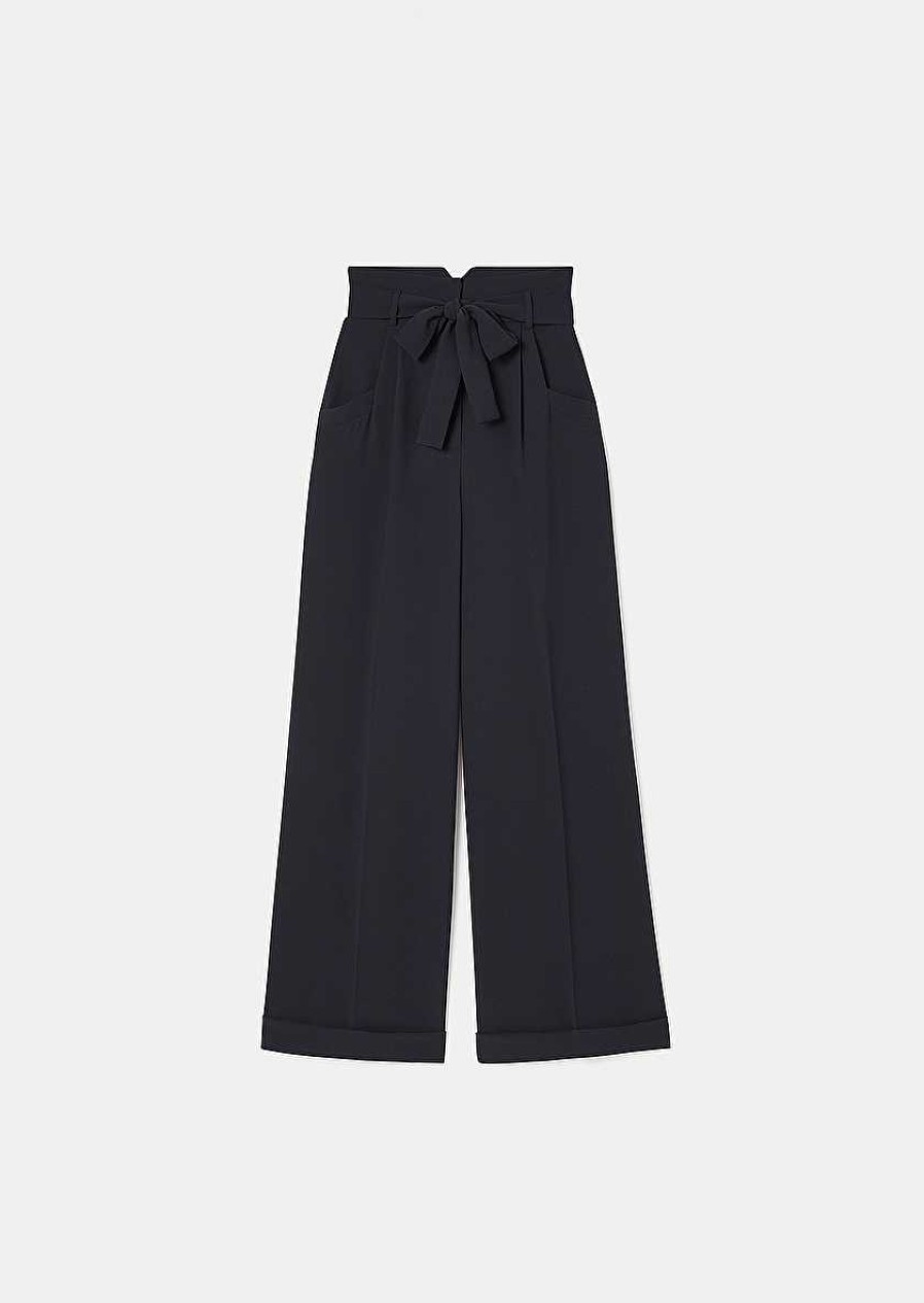 TARA JARMON Pyla Black Crepe Pants Jeans & Pants