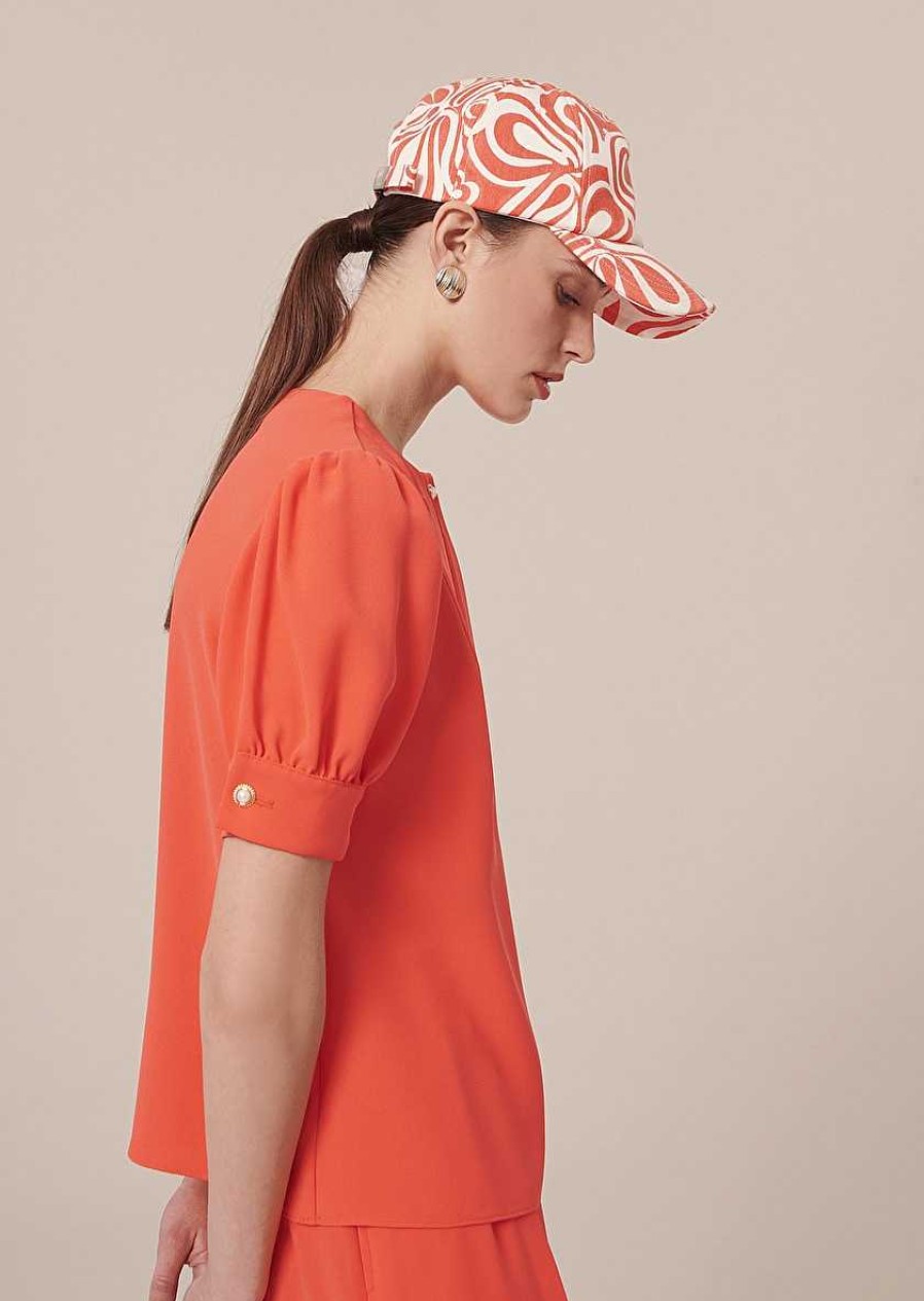 TARA JARMON Tourterelle Coral Crepe Blouse Tops