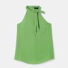 TARA JARMON Tierri Green Crepe Top Tops