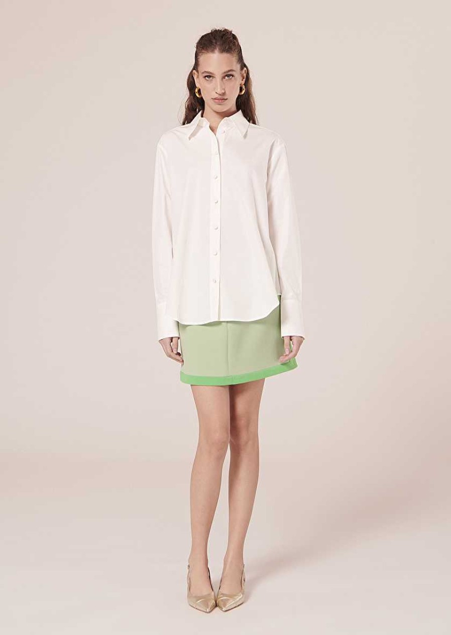 TARA JARMON Clarence White Poplin Shirt Tops