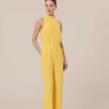 TARA JARMON Cecile Yellow Crepe Jumpsuit Dresses