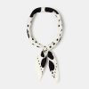 TARA JARMON Estee Ecru With Black Polka Hearts Silk Scarf Accessories