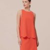 TARA JARMON Tabo Coral Crepe Top Tops