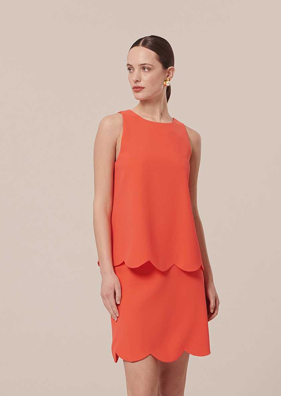 TARA JARMON Tabo Coral Crepe Top Tops