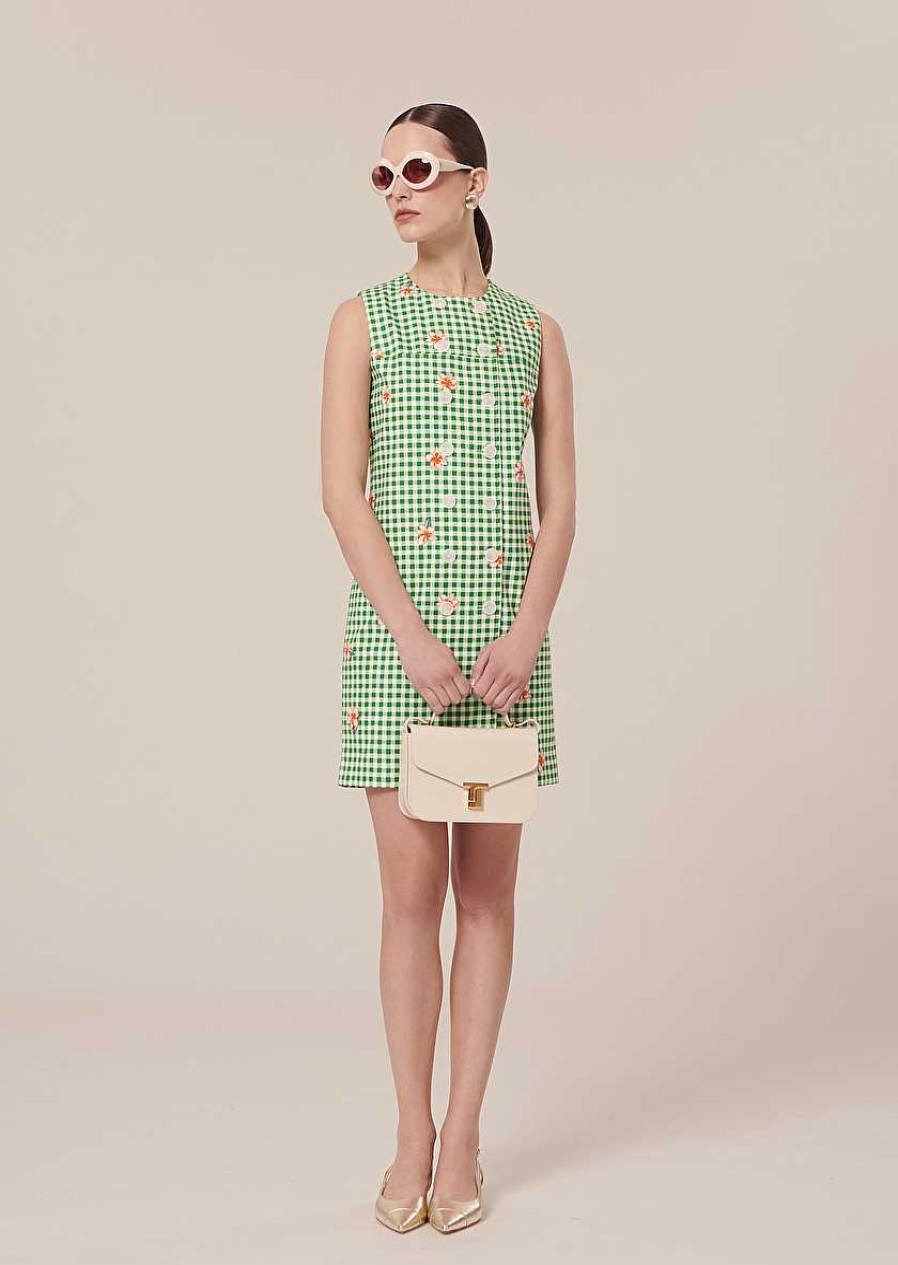 TARA JARMON Raphia Green Vichy Dress Dresses