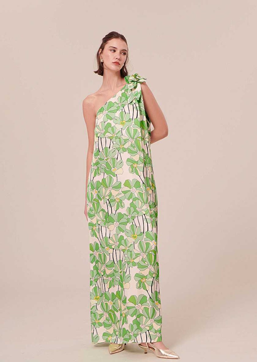 TARA JARMON Rekia Green Floral Printed Dress Dresses