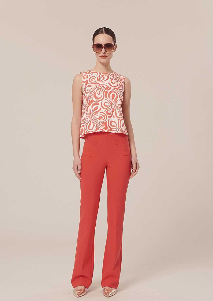 TARA JARMON Phoenix Coral Double Canvas Pants Jeans & Pants