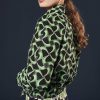 TARA JARMON Balthazar Midnight Blue With Green Graphic Design Jacket Jackets & Coats