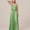 TARA JARMON Tess Green Flowing Satin Top Tops