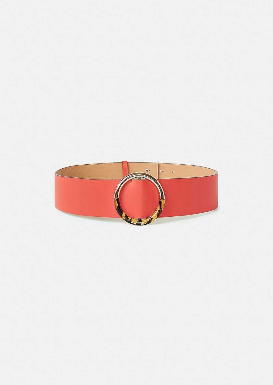 TARA JARMON Lauren Coral Leather Belt Accessories