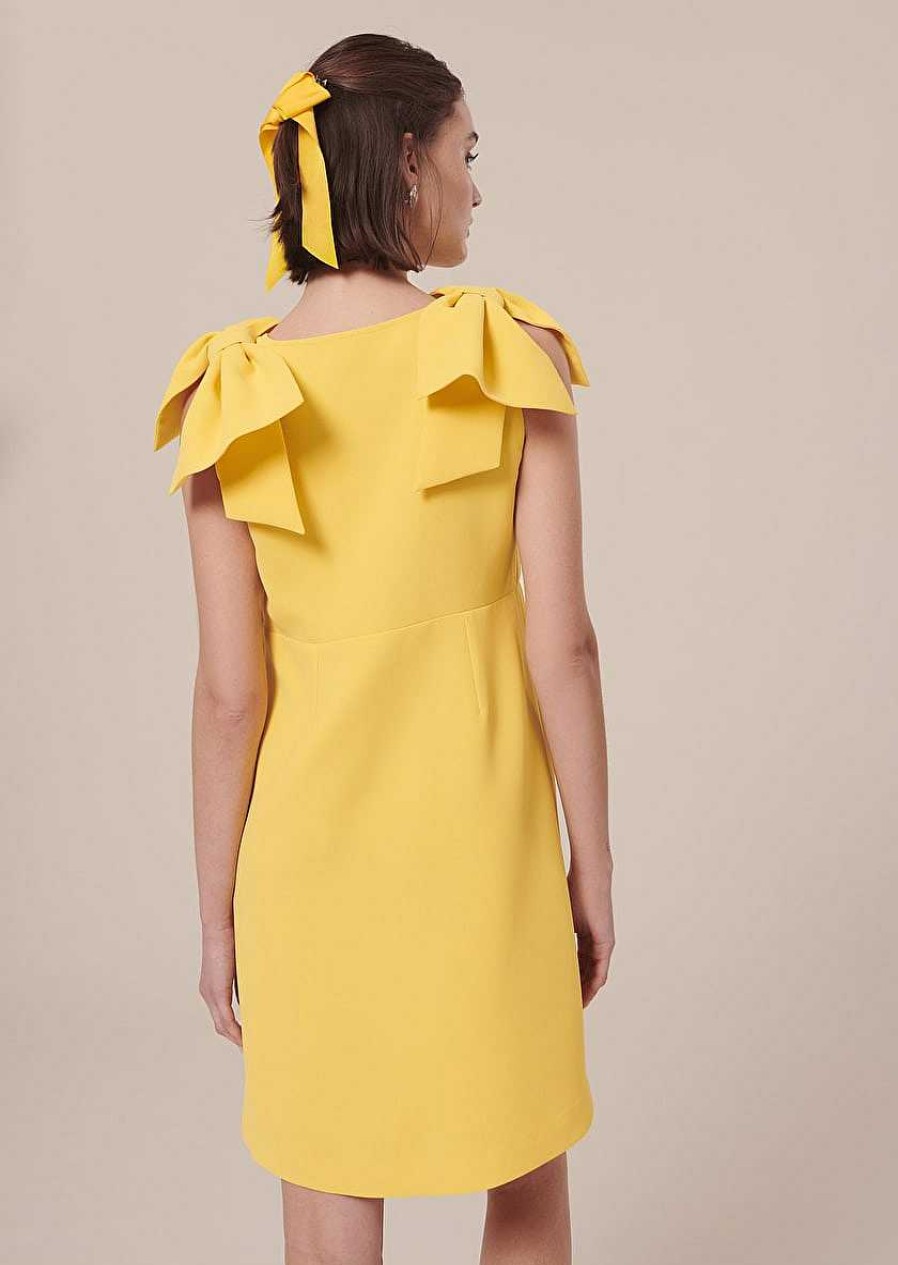 TARA JARMON Remarquable Yellow Crepe Dress Dresses