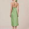 TARA JARMON Reane Green Flowing Satin Dress Dresses