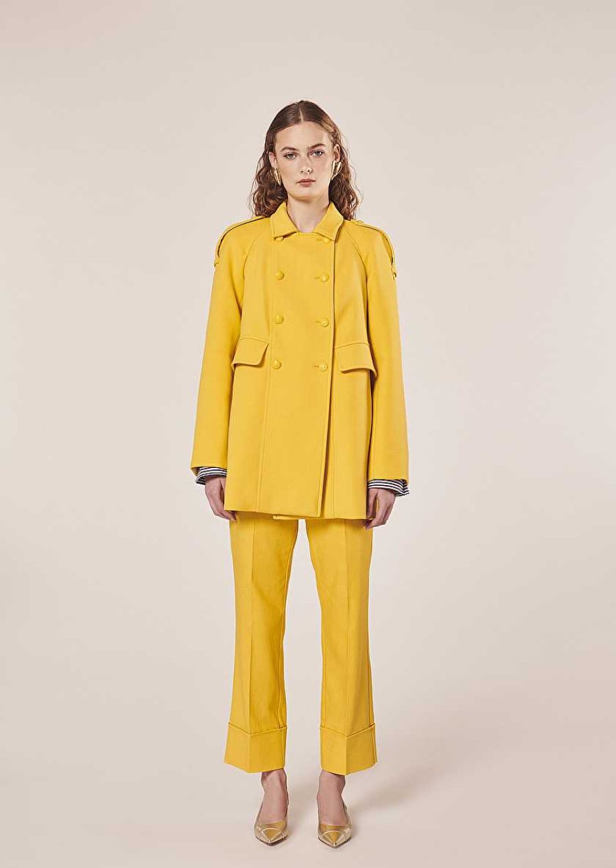 TARA JARMON Marnie Yellow Double Cotton Coat Jackets & Coats