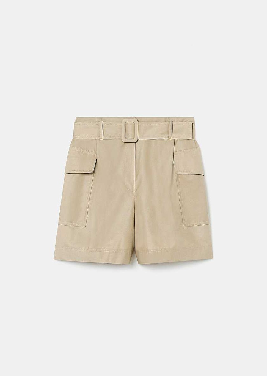 TARA JARMON Sylviane Beige Cotton Shorts Skirts & Shorts