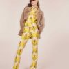 TARA JARMON Paivan Yellow Flowers Printed Pants Jeans & Pants