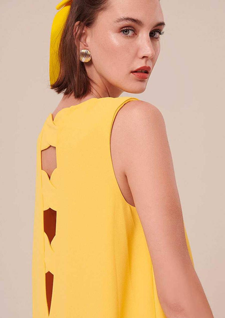 TARA JARMON Roxy Yellow Crepe Dress Dresses