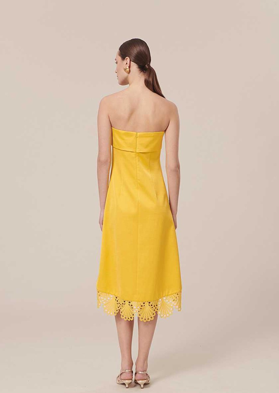 TARA JARMON Roy Yellow Satin Dress Dresses