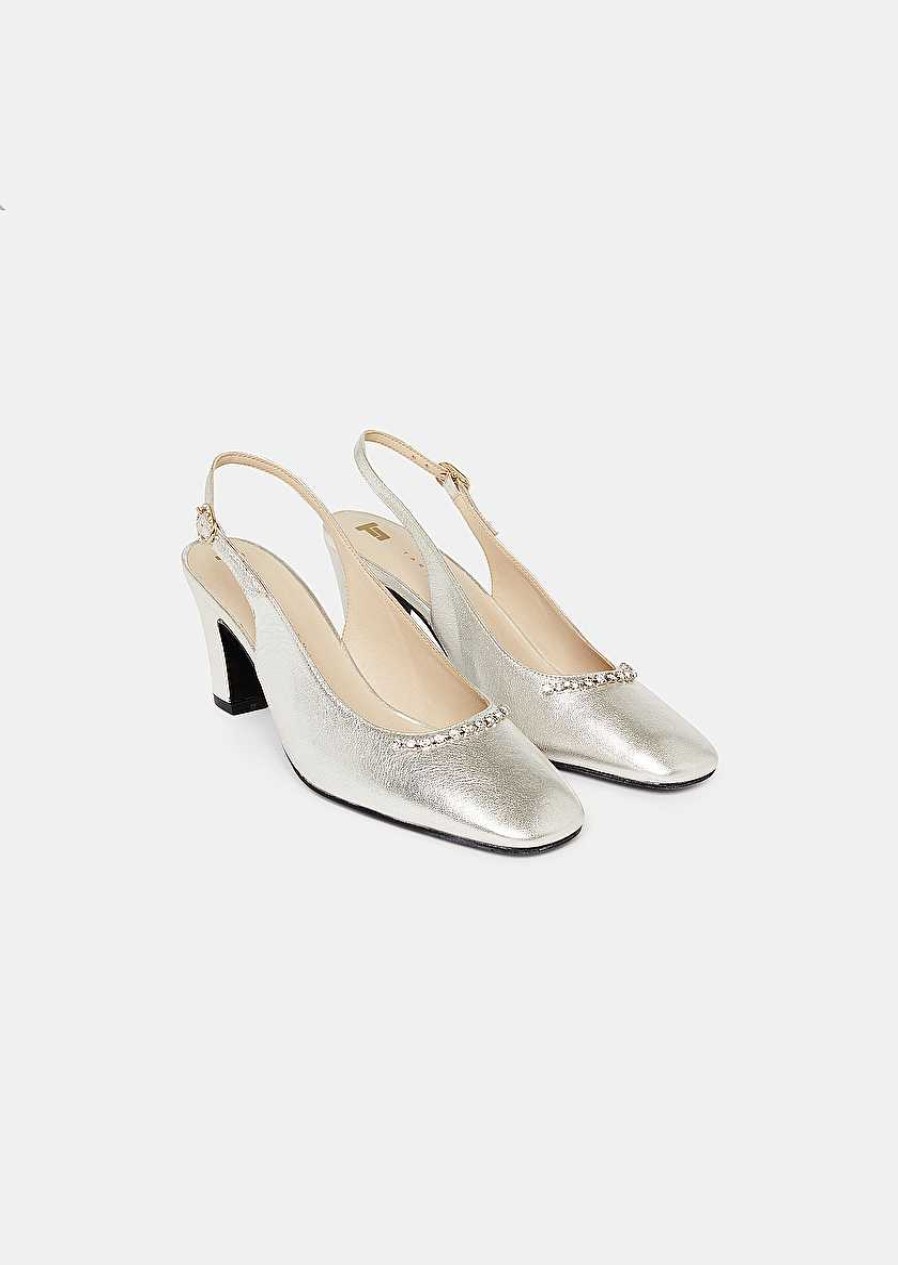 TARA JARMON Katrina Silver Leather Shoes Accessories