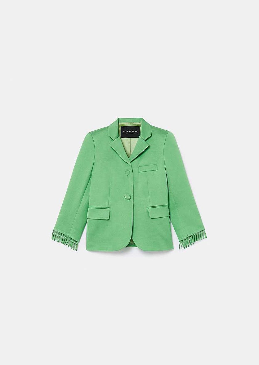 TARA JARMON Valensole Green Satin Jacket Jackets & Coats