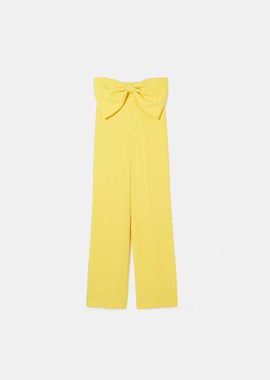 TARA JARMON Coeur Yellow Crepe Jumpsuit Dresses