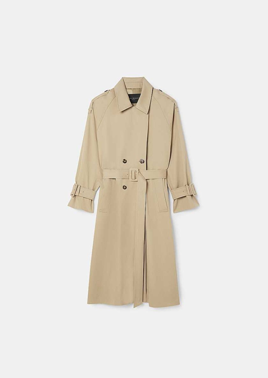 TARA JARMON Ivan Beige Trench Coat Jackets & Coats