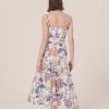 TARA JARMON Raquelina Blue Floral Printed Poplin Dress Dresses