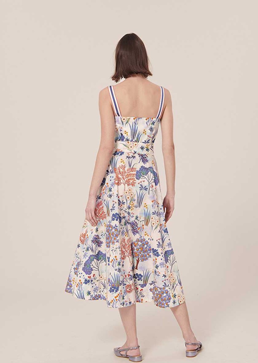 TARA JARMON Raquelina Blue Floral Printed Poplin Dress Dresses