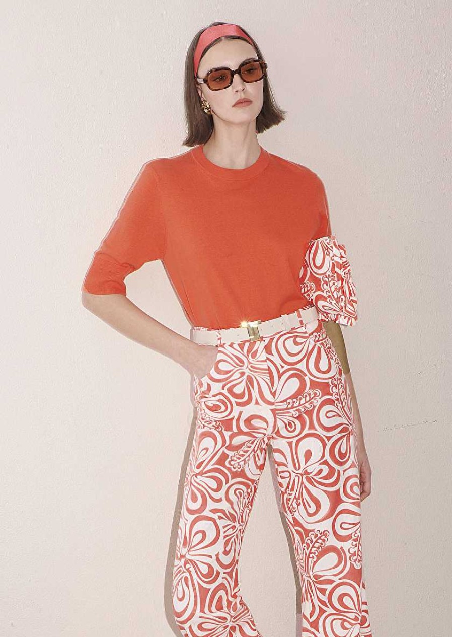 TARA JARMON Paoline Coral Sweater In Wool And Cotton Knitwears