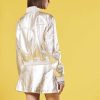 TARA JARMON Valma Silver Leather Jacket Jackets & Coats