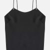 TARA JARMON Tess Black Fluid Satin Tank Top Tops